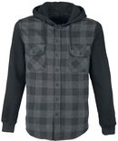 Hooded Checked Shirt, Black Premium by EMP, Langarmhemd