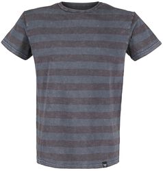 graues T-Shirt mit Querstreifen und Rundhalsausschnitt, Black Premium by EMP, T-Shirt
