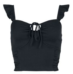 Crop Top With Ruffles And Lacing, Black Premium by EMP, Top