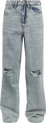 Ladies Distressed 90's Wide Leg Denim Pants, Urban Classics, Jeans