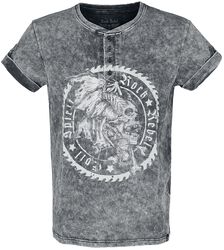 T-shirt Vintage Boutonné, Rock Rebel by EMP, T-Shirt Manches courtes