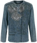 blaues Langarmshirt mit Waschung und Print, Rock Rebel by EMP, Langarmshirt
