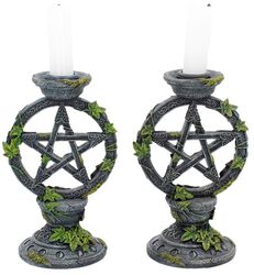 Wiccan Pentagram Candlesticks, Anne Stokes, Kerzenständer