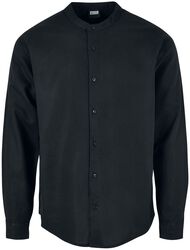 Cotton linen stand-up collar shirt, Urban Classics, Camicia Maniche Lunghe