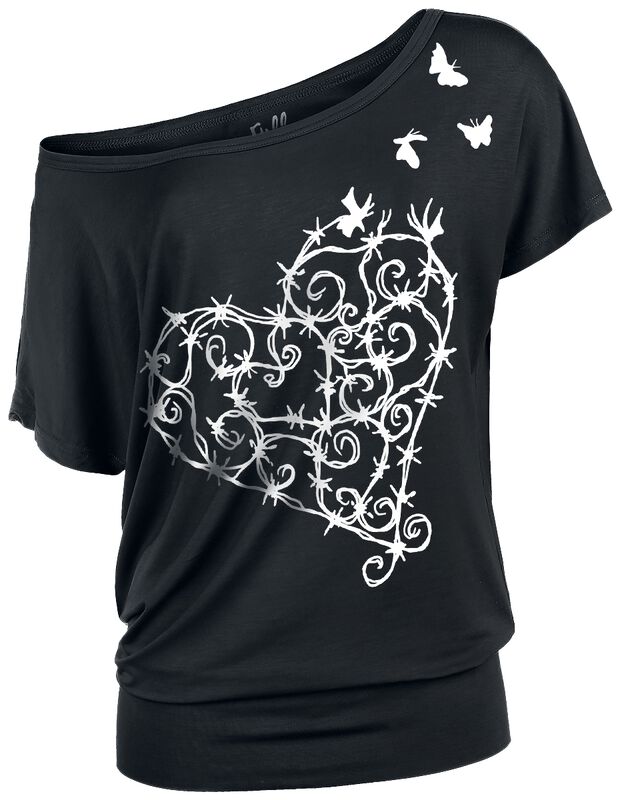T-Shirt mit verspieltem Stacheldraht-Herz