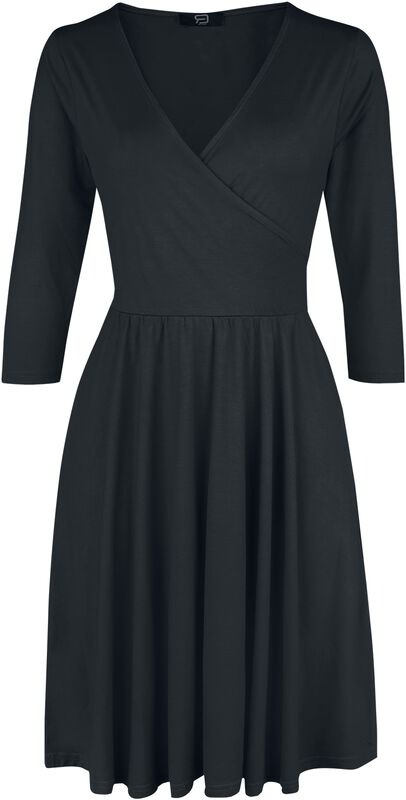 Schwarzes Kleid in Wickeloptik