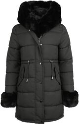 Fur Trim Padded Hooded Coat, QED London, Mantel