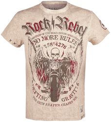 Beiges T-Shirt mit Rundhalsausschnitt und Print, Rock Rebel by EMP, T-Shirt