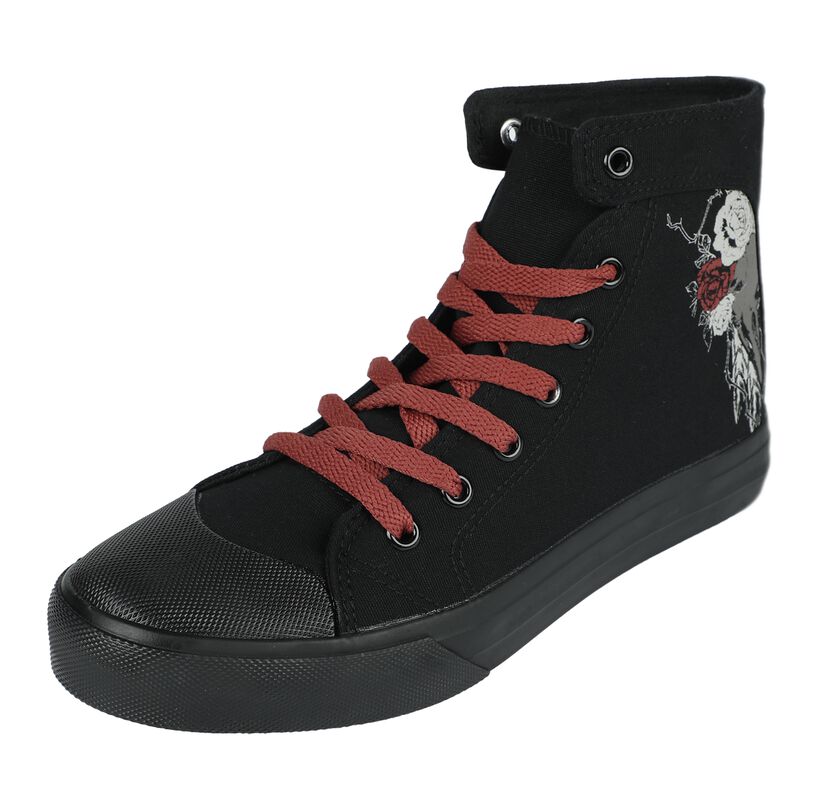Sneaker With Rose and Skull Print