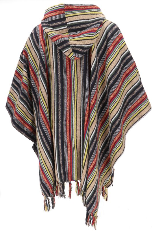 GURU SHOP Poncho Hippie Chic Ethnique Unisexe - 100% Coton, Taille Unique, Style Goa Confortable