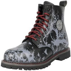 Boots with Skull Alloverprint and Red Details, Black Premium by EMP, Stiefel