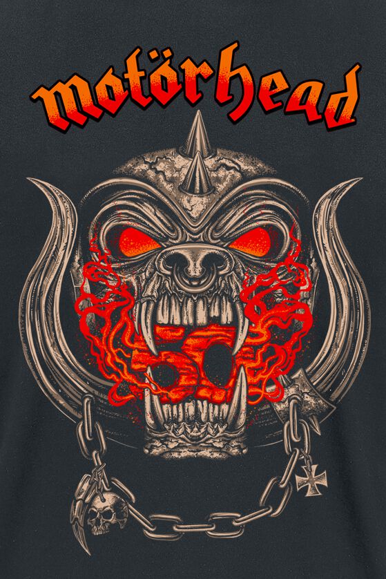 T-Shirt Motörhead '50 BMG Logo' Homme - 100% Coton, Manches Courtes, Coupe Standard - Noir
