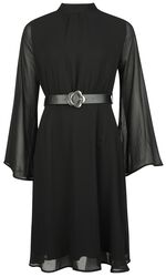 60s Sheer Layer Belted Dress, Voodoo Vixen, Mittellanges Kleid