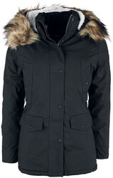 Black Fur Hoody Long Coat