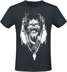 T-Shirt With Dragon And Skull Frontprint, Gothicana by EMP, T-Shirt Manches courtes