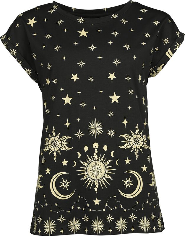 T-Shirt with Sun, Stars and Moon