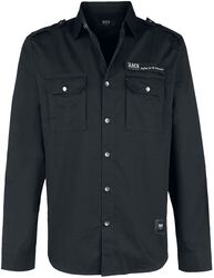 Schwarzes Hemd mit Brusttaschen im Military Style, Black Premium by EMP, Langarmhemd
