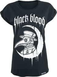 T-Shirt mit Sichelmond und Pest Medicus, Black Blood by Gothicana, T-Shirt