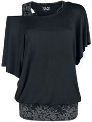 Double-Layer T-Shirt mit Alloverprint auf dem Top, Black Premium by EMP, T-Shirt