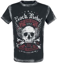 Schwarzes T-Shirt mit Frontprint und Waschung