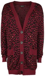 Maneater Red Leopard Print Oversized Cardigan, Jawbreaker, Cardigan