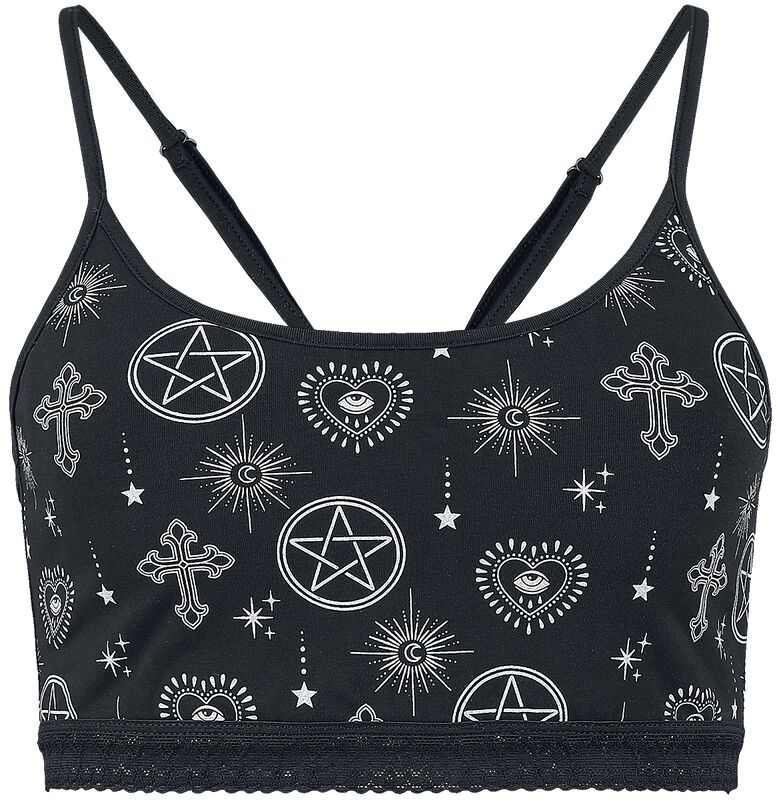 Bralette with pentagramm and witchy print