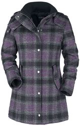 Short coat with chequered pattern, Black Premium by EMP, Giacca invernale
