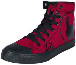 Rote Sneaker mit Rockhand-Print, EMP Basic Collection, Sneaker high