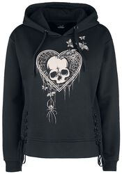 Hoodie with large print and side lacing, Full Volume by EMP, Felpa con cappuccio