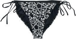 Schwarze Bikinihose mit Pentagrammen und Rosen, Gothicana by EMP, Bikini-Unterteil