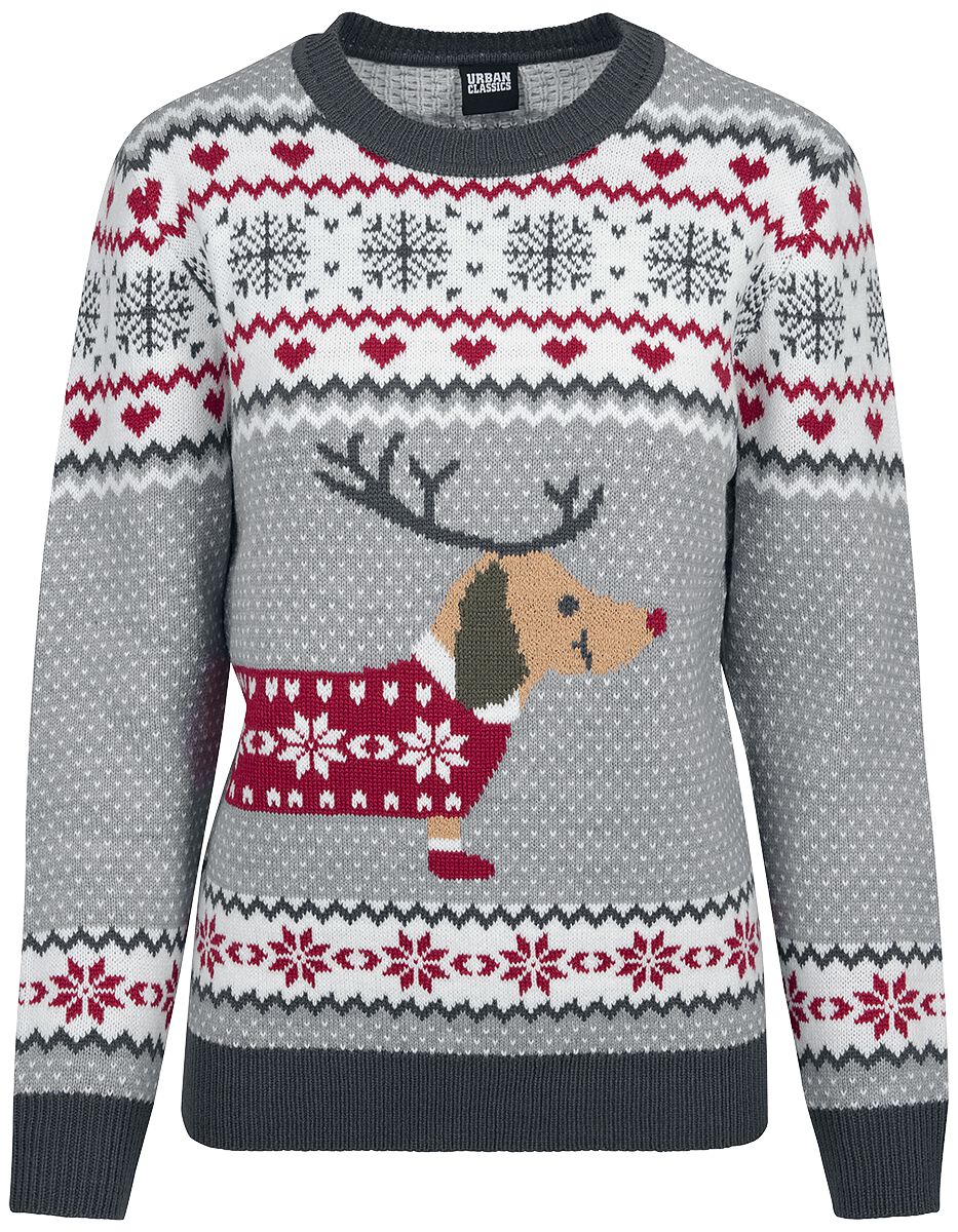 Ladies Sausage Dog Christmas Sweater Urban Classics