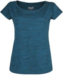 Blaues T-Shirt in Melange-Optik, Black Premium by EMP, T-Shirt