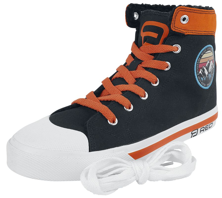 Orange/blaue Sneaker mit Patch