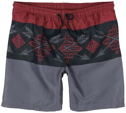 Tricolor Swim Shorts with Arrow Print, Black Premium by EMP, Badeshort