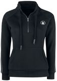 Schwarzes Sweatshirt mit Reißverschluss und dekorativ reflektierenden Elementen, EMP Premium Collection, Sweatshirt