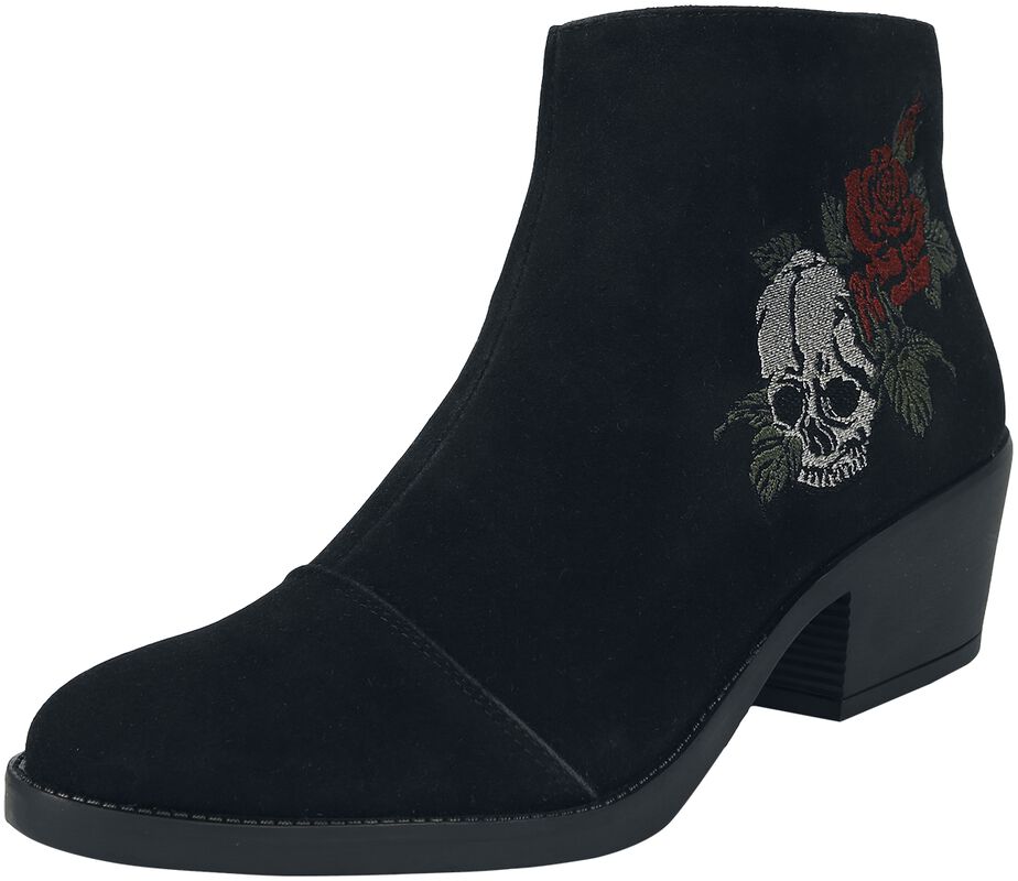 Boot with Rose an Skull embroidery