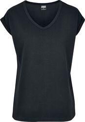 Ladies Round V-Neck Extended Shoulder Tee, Urban Classics, T-Shirt