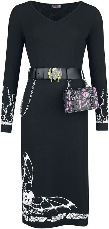 Gothicana X Elvira Dress with Belt and Bag