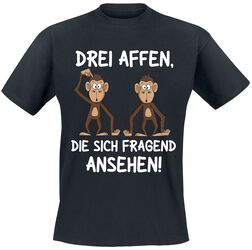 Drei Affen, die sich fragend ansehen!, Tierisch, T-Shirt Manches courtes