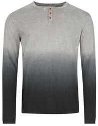Haut manches longues grid dip-dye, Black Premium by EMP, T-shirt manches longues