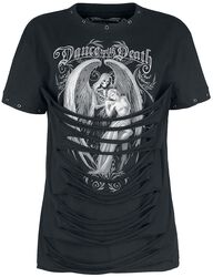 Gothicana X Anne Stokes - Schwarzes T-Shirt mit Print und Cut-Outs