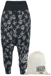 Don't Fuck Up The World - Black Harem Trousers with Print, EMP Special Collection, Pantaloni