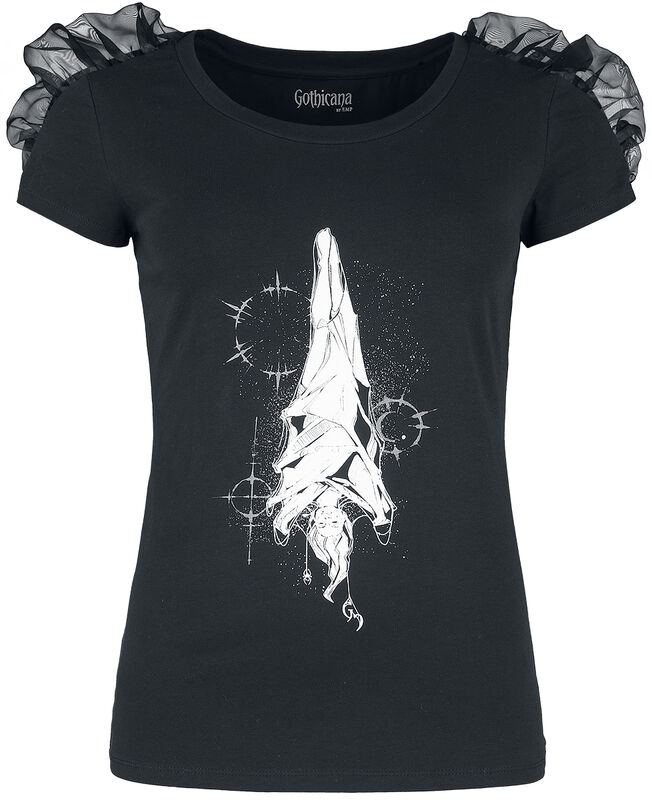 T-Shirt mit Raffung und mystischem Print