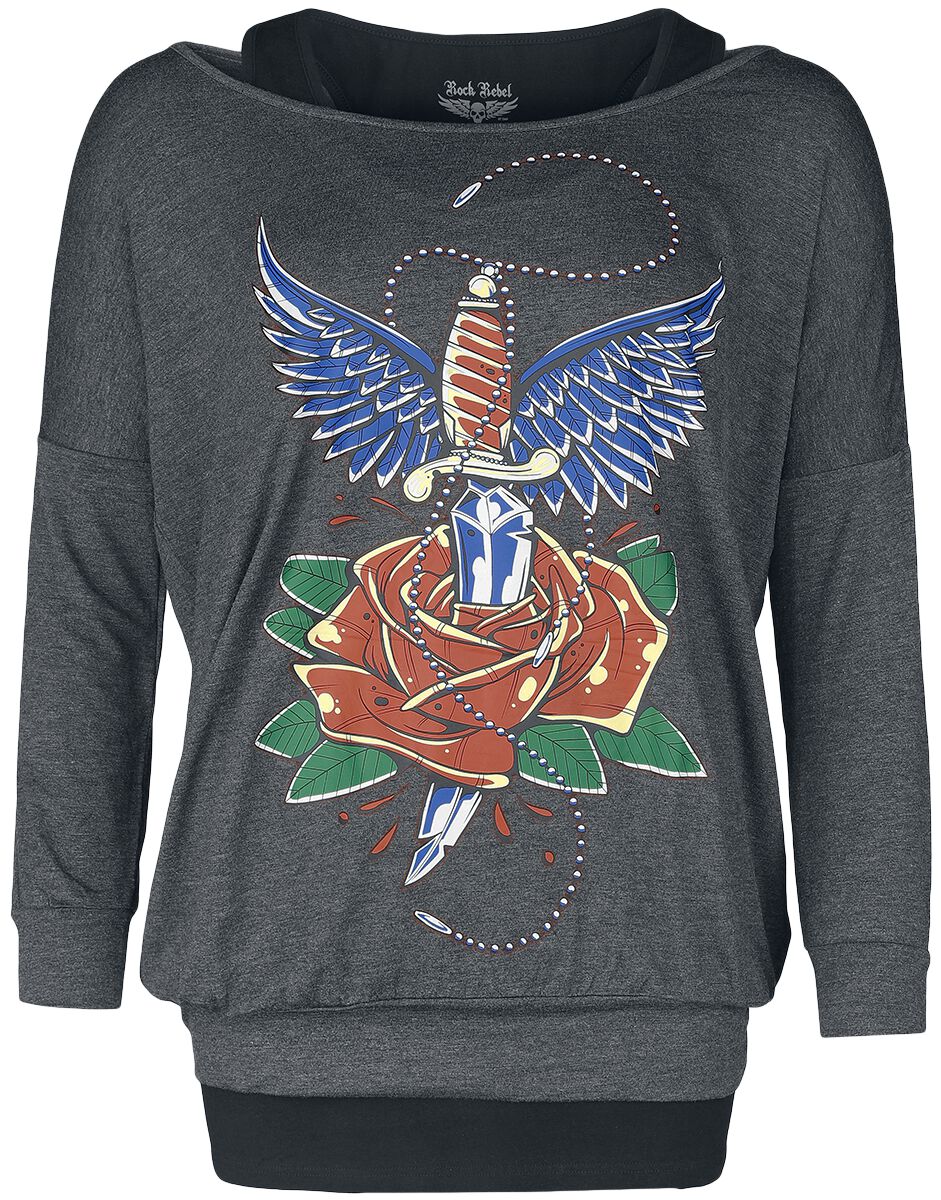 Double-Layer Langarmshirt mit Frontprint Rock Rebel by EMP