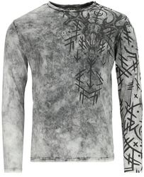 Haut manches longues imprimés runes, Black Premium by EMP, T-shirt manches longues