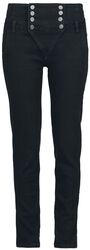 Double Button Placket Jeans, Black Premium by EMP, Pantalon en toile