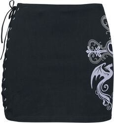 Gothicana X Anne Stokes - Skirt With Lacing And Lace, Gothicana by EMP, Kurzer Rock