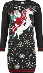 Santa Riding Unicorn, Ugly Christmas Sweater, Mittellanges Kleid