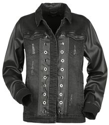 Jeans Jacket With Faux Leather Details, Black Premium by EMP, Veste en Jean