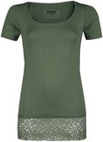 grünes T-Shirt mit Spitzensaum Black Premium, Black Premium by EMP, T-Shirt